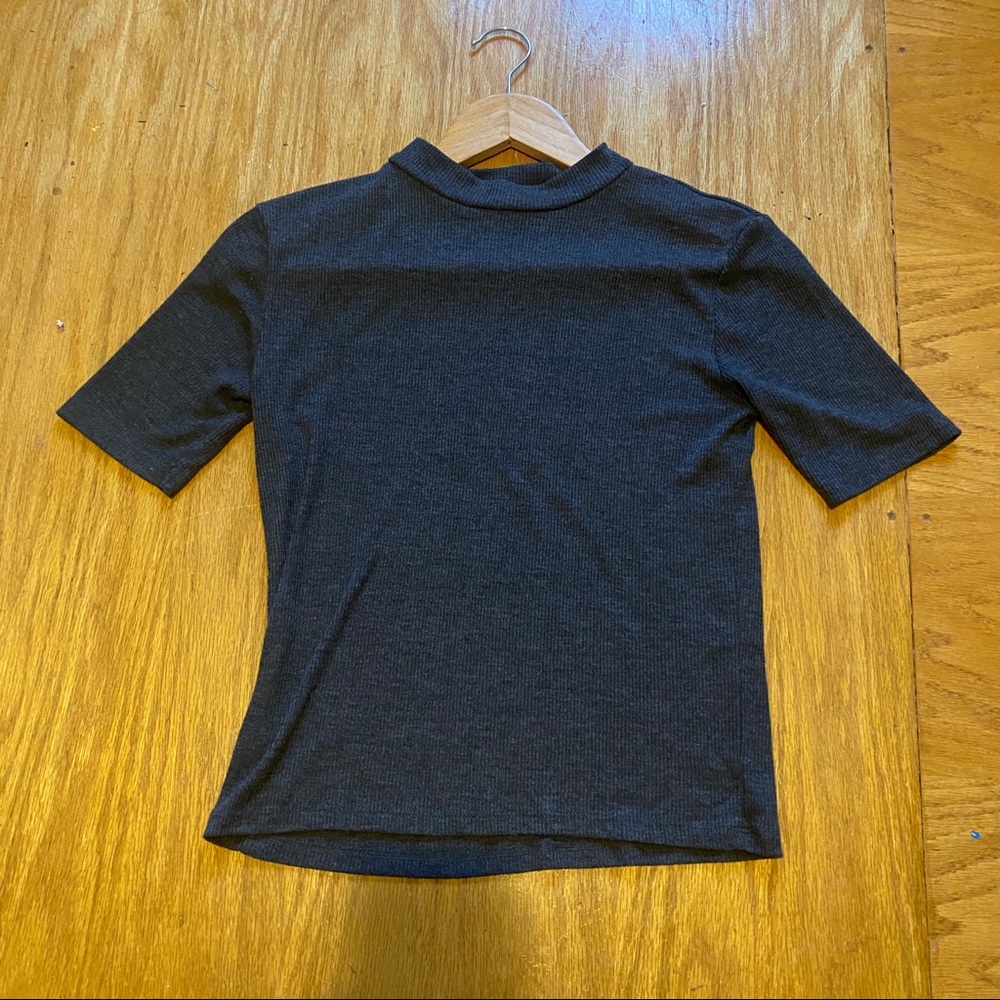 Charcoal gray mock neck crop top